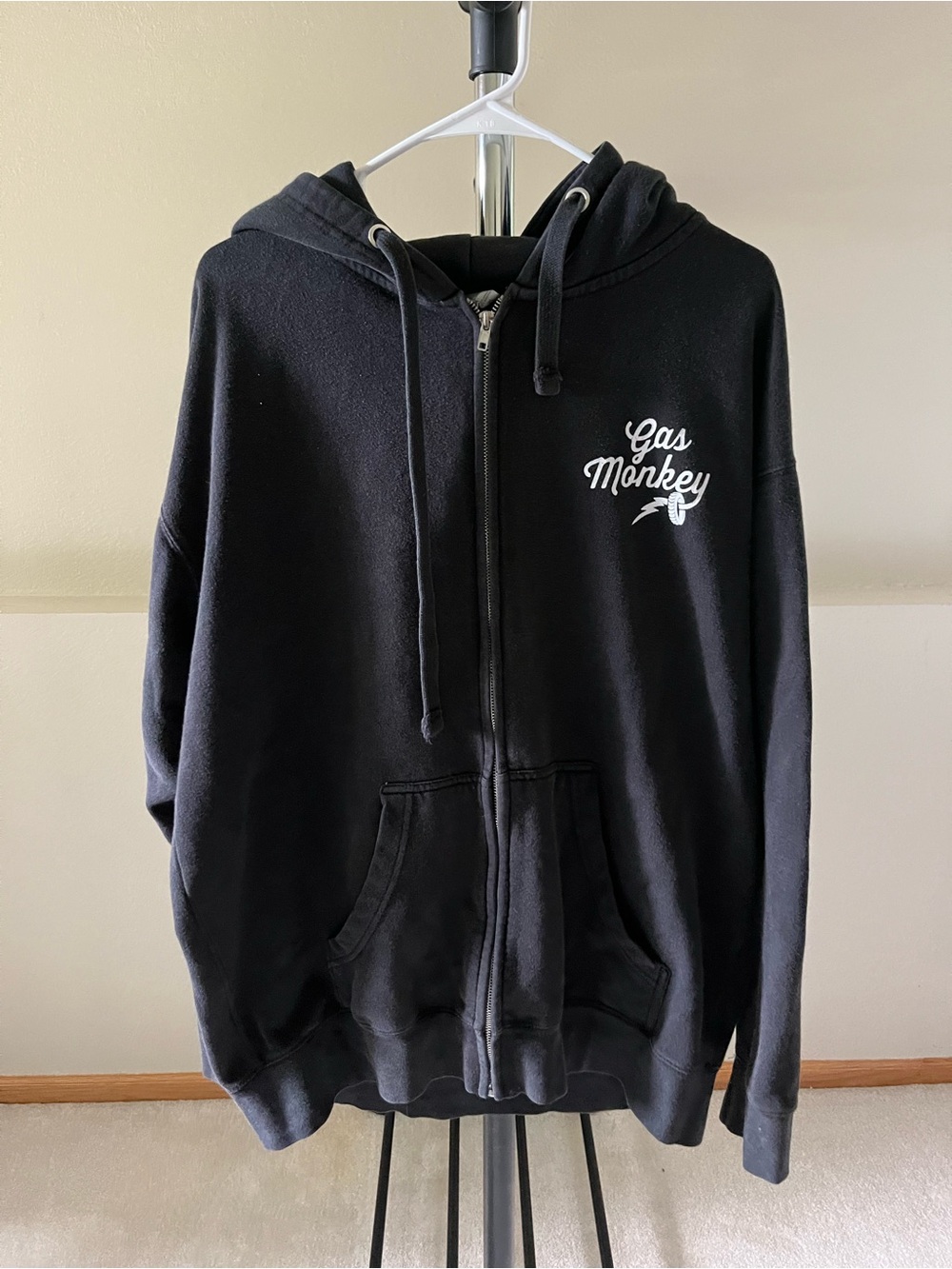 Gas Monkey Black Zip-Up Hoodie with Front Pocket